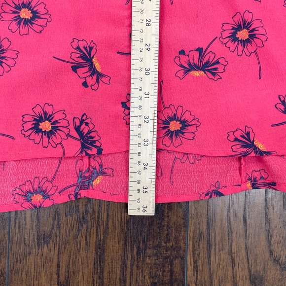 Gap A-Line Dress 2 Pink Blue Floral Sundress Short Sleeve V-Neck Women's - Picture 9 of 11